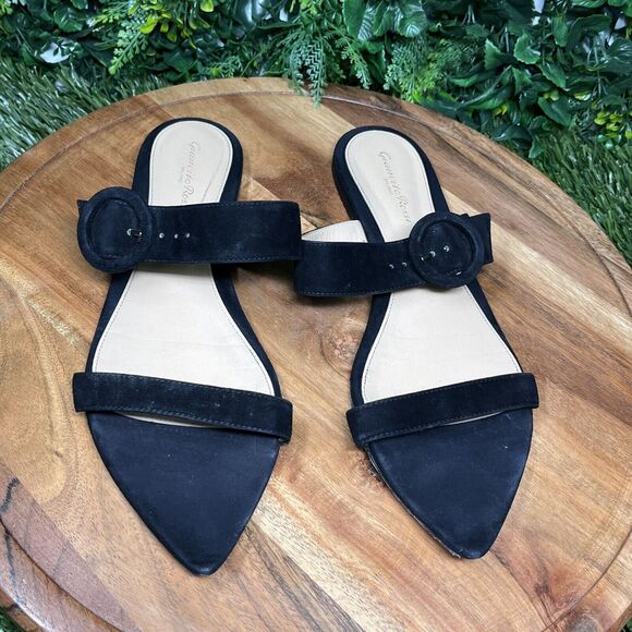 GIANVITO ROSSI Flats Women 41EU/10US Black Made In Italy Suede Sandals 2270 - Picture 5 of 11